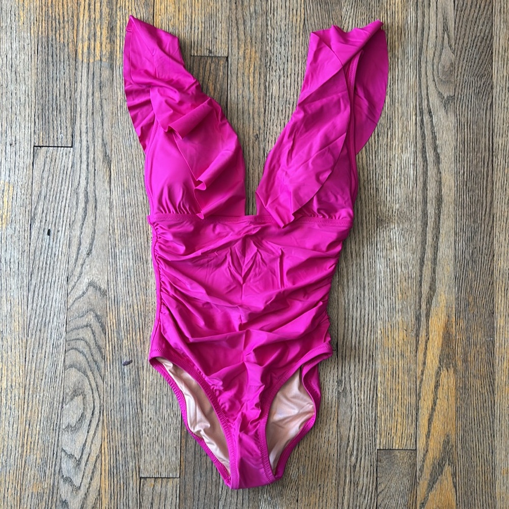 NWT J. Crew Rouched Ruffle One Piece - Picture 2 of 4